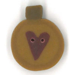 Primitive Gold Ornament (Heart) 4489 Buttons by Just Another Button Company - Picture 1 of 2