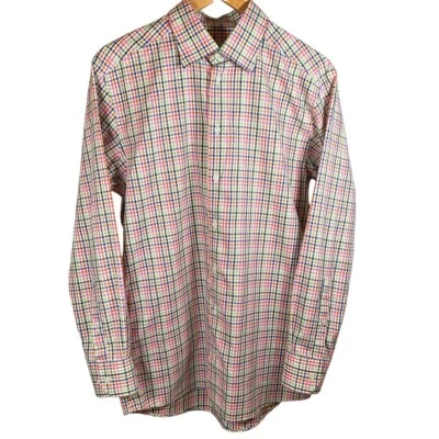 Camisa masculina Eton slim fit manga longa grande com botões algodão xadrez colorida - Imagem 1 de 4