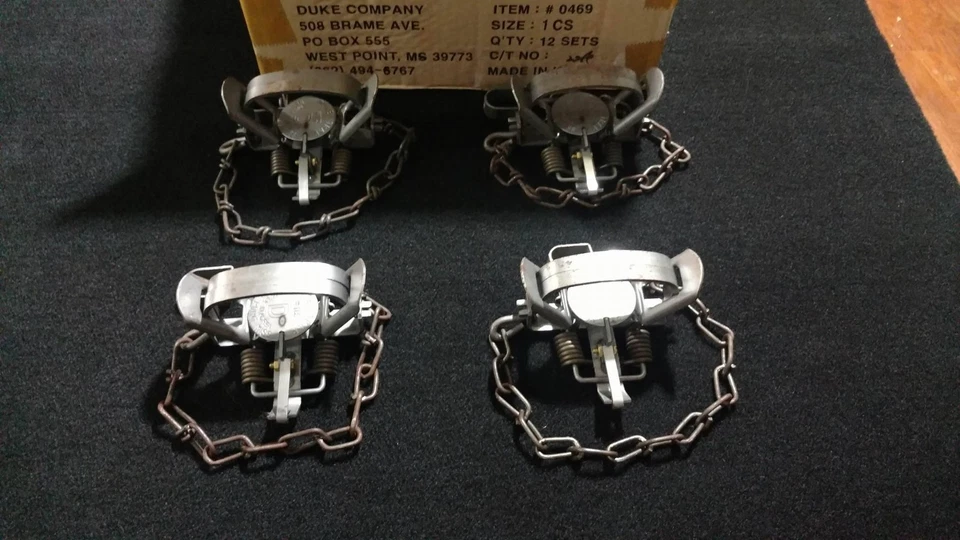 4 Duke # 1 Coil Spring Trap Raccoon Muskrat Nutria Rabbit 0469 Survival Trap  - Image 1 of 1