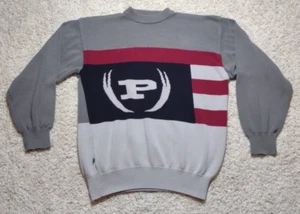 Phat Farm Men's Knit Sweater Size 2XL Grey Pullover Crewneck Big Logo *Stained* - Picture 1 of 15