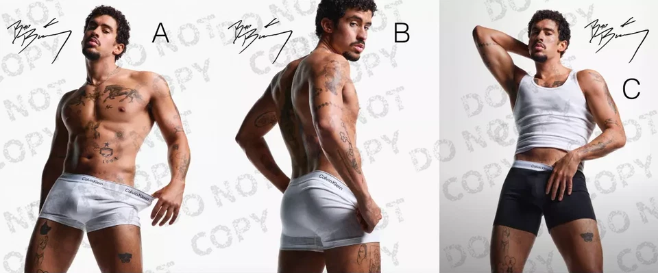 BAD BUNNY SIGNED AUTOGRAPHED CALVIN KLEIN POSTER SHIRTLESS PHOTO OR 3" STICKER - Image 1 of 4