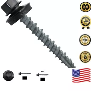 Professional Grade Black Metal Roofing Screws - Pack of 250 Hex Head Screws - Picture 1 of 6