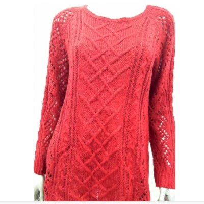 Свитер женский США L красный вязаный крючком пуловер - Изображение 1 из 3