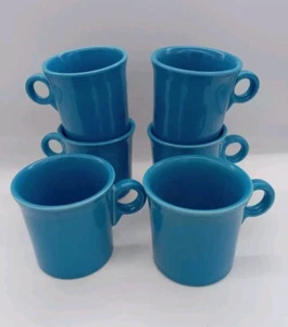 6 Turquoise Blue Fiesta Fiestaware Tom Jerry Ring Handle Coffee Cup Mug Peacock - Picture 1 of 5