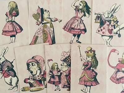 Toppers de tarjetas rosa de Alicia en el país de las maravillas, etiquetas de regalo manualidades haz tus propias tarjetas