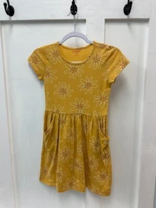 CAT AND JACK SIZE 10/12 YELLOW FLORAL TSHIRT DRESS WITH POCKETS - Picture 1 of 3
