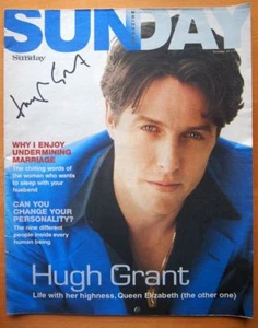 HUGH GRANT PERSONALLY SIGNED SUNDAY MAGAZINE WITH CERTIFICATE - Picture 1 of 1