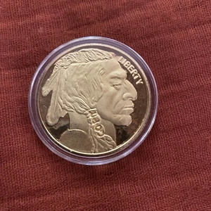 2010 50 $ Buffalo Tribute Proof 24Kt Gold Plated Gilded National Collector's Mint - Bild 1 von 5