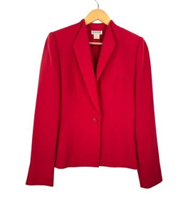 VTG Georgiou classic tailored red blazer preppy cocktail 90s chic sz 6 - Picture 1 of 9