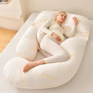 J/U-shape Maternity Pregnancy Pillow Nursing Sleeping For Body Feeding Support - Picture 1 of 31