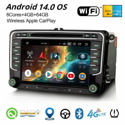 64GB Android 14 Autoradio WiFi Navi Für VW Passat CC Golf 5/6 Tiguan Skoda SEAT - Bild 1 von 4