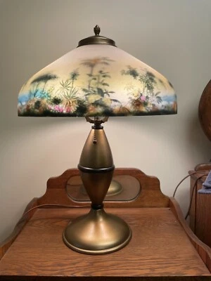 ANTIGUA LÁMPARA PITTSBURGH PINTADA AL REVÉS - FIRMADA Foto 1 de 4