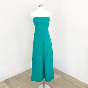 Kookai Poplin Strapless Dress Womens EU 40 AU 12 Teal Pleated Fit & Flare New - Picture 1 of 13