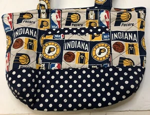 Handmade Quilted Purse Ladies Bag NBA Indiana Pacers Basketball 14 x 8 - Picture 1 of 11