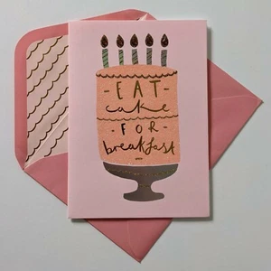 Papyrus Handcrafted Jewel Glitter CAKE FOR BREAKFAST Birthday Greeting Card - Picture 1 of 2