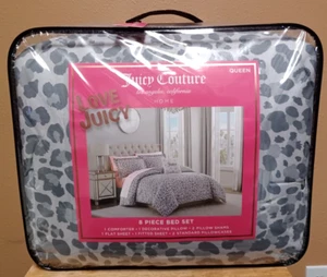 Juicy Couture Leopard Print 8pc QUEEN Bed Set Comforter, Shams, Sheet Set,Pillow - Picture 1 of 5