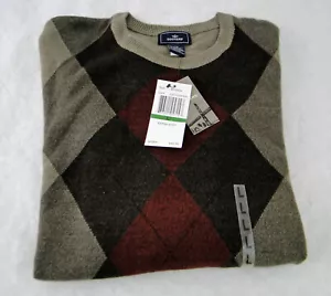 Dockers Mens Cotton Crew Neck Pullover Sweater Size L Argyle Tan Brown Maroon N - Picture 1 of 6