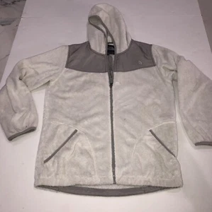 The North Face Girls White Grey Denali Jacket Size Extra Large XL - Picture 1 of 6
