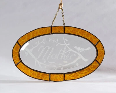 Vitral contemporáneo con plomo biselado madre hecho a medida Suncatcher Foto 1 de 3