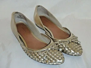 Sperry Women's 5.5 Morgan Gold Flats Woven Metallic Shoes Bow Tie - Picture 1 of 6