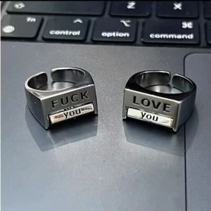 Neu Oppose all series Ringe drehbar Fuck& Liebe verstellbar Stimmung Legierung Ring! - Bild 1 von 15