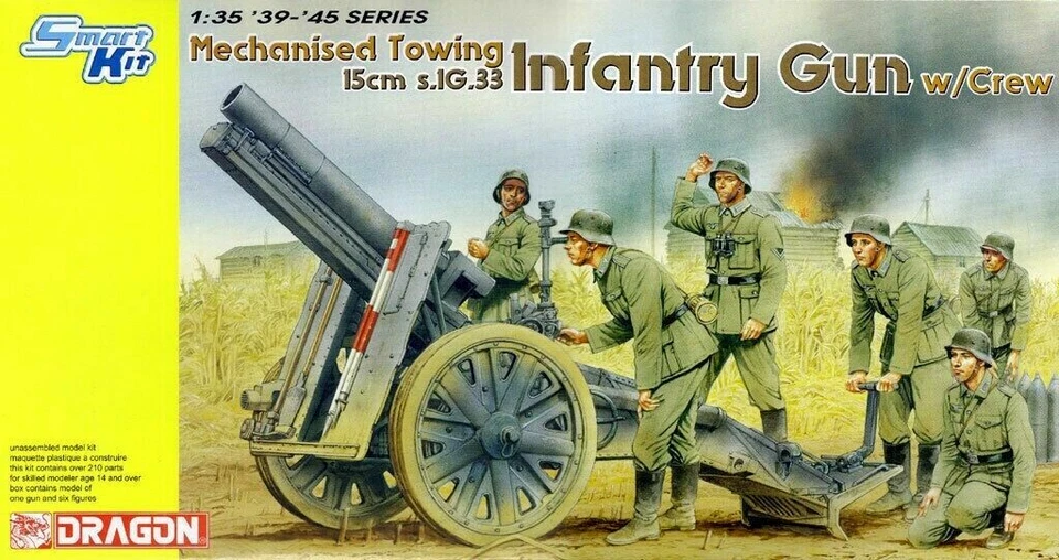 DRAGON 1:35 SMART KIT MECHANISED TOWING 15cm s1G.33 INFANTRY GUN W/CREW ART 6261 - Immagine 1 di 1