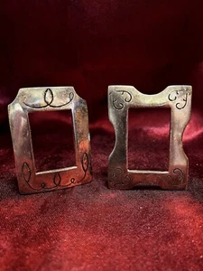 Vintage Brass Picture Frames Set of Two Wallet Size - Picture 1 of 4
