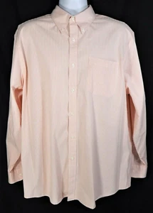 Button Down Hemd Herren L Large Baumwolle Vintage LL Bean Pfirsich/Rosa Streifen - Bild 1 von 6