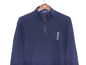 Polo Ralph Lauren Azul Marino Preppy Polo Oso 1/4 Cremallera Suéter Para Hombre Talla XL - Imagen 1 de 12
