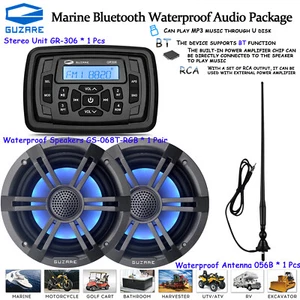 Boat Stereo with Speakers Marine Waterproof Bluetooth Audio Package for ATV UTV - Picture 1 of 21