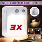 3Pcs Motion Sensor LED Night Light Cabinet Closet Kitchen Indoor Wall Stair Lamp