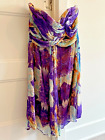 SALE | Pre-Owned Marciano Strapless Veil Dress | Bright Purple/Orange/Blue | S