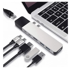 HyperDrive NET 6-in-2 dual port USB-C hub for MacBook Pro HDMI ethernet - Afbeelding 1 van 8