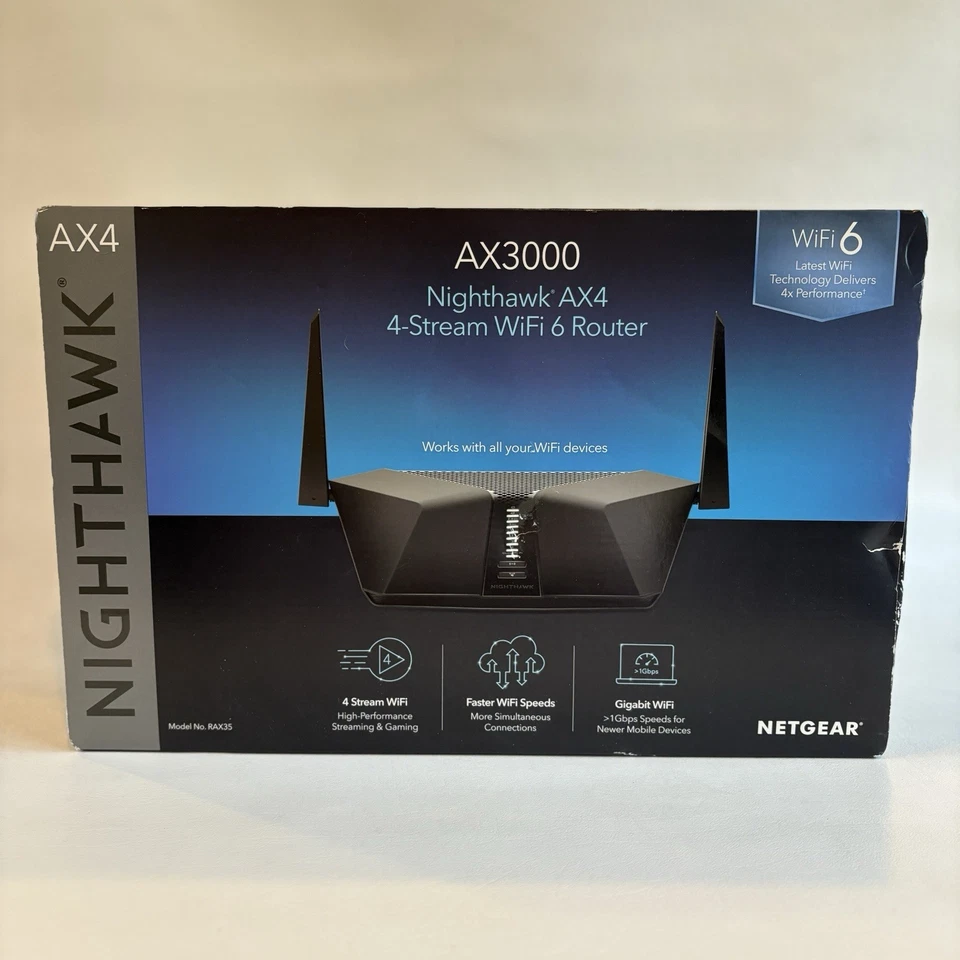 Netgear Nighthawk AX4 4-Stream Dual-Band WiFi 6 Router AX3000 RAX40-100NAS  - Image 1 of 4