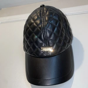 Alexia Admor Black Quilted Faux Leather Baseball Hat Women One Size - Picture 1 of 8