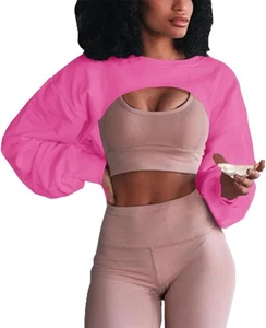 Artfish Damen Rundhalsausschnitt Langarm bauchfreie Tops Training Fitness Freizeit Small - Bild 1 von 5