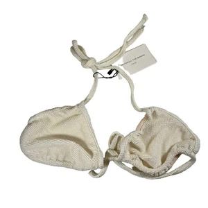 New Faithfull the Brand Swim Jaqueline Bikini Top Plain Ivory Size Medium or 6 - Picture 1 of 5