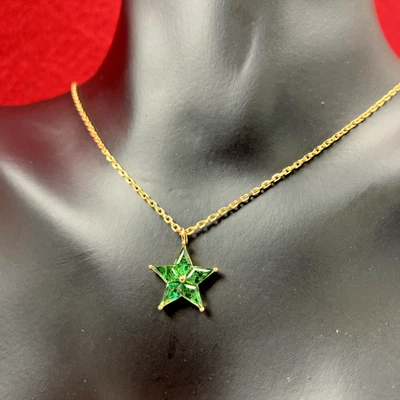 Kate Spade COSMOS Star Pendant Necklace Emerald Green CZ Gold-tone RP $58 - Image 1 of 4
