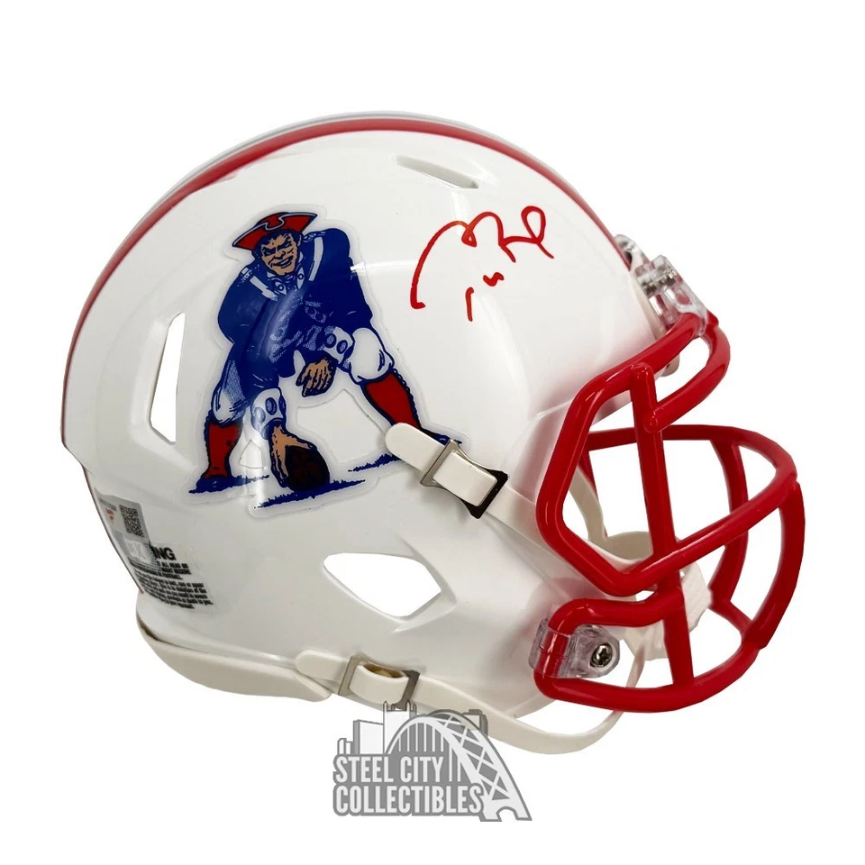 Mini casco de fútbol americano Tom Brady autografiado de Nueva Inglaterra 90-92 retro - fanáticos Foto 1 de 1