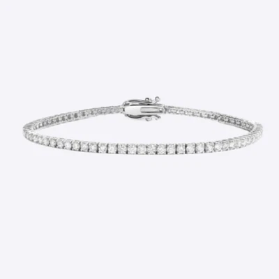 Brazalete Tenis Oro Certificado GLI HRD Laboratorio Cultivado Diamante Redondo 3 Quilates Blanco 18K Foto 1 de 4