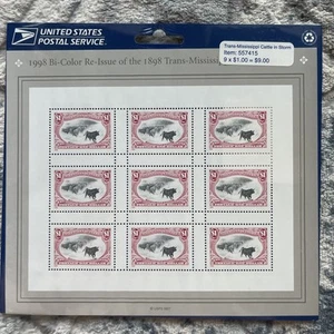 1998 Trans-Mississippi (Cattle in Storm) $1 Sheet of 9 Stamps SEALED MNH - Picture 1 of 2