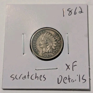 1862-P Philadelphia U.S. Mint Indian Head Cent IHC XF Details Scratch - Picture 1 of 3