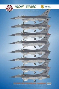 Decalcomanie Bullseye 1/48 48-037 - PACAF Vipers F-16C F-16CG F-16DG Falcon - Foto 1 di 3