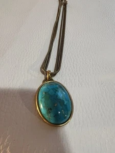 Collana vintage firmata Marjorie Baer SF turchese 3 fili ottone - Foto 1 di 8