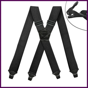 Heavy Duty Work Suspenders for Men 3.8cm Wide X-Back with 4 Plastic Gripper - Picture 1 of 33
