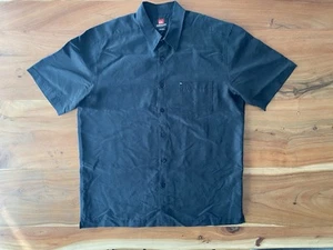Quiksilver Black Suede Feel Short Sleeve Dress Casual Summer Shirt Size L - Picture 1 of 5