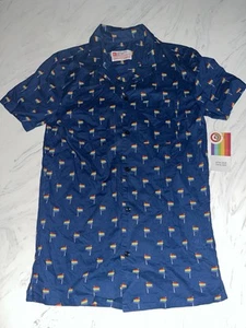 Target Pride Adult Camp Shirt Women Button Front Collar Rainbow Flags Xs New Nwt - Picture 1 of 4
