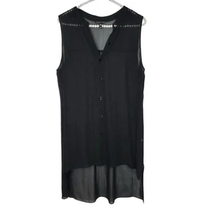 Eileen Fisher Silk Sheer Tunic Shirt Medium Sleeveless Quiet Luxury Minimalist - Picture 1 of 11