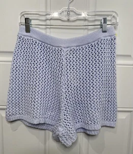 NEW Offline By Aerie Medium Baby Blue High Waisted Crochet Shorts Swim Cover Up - Picture 1 of 6