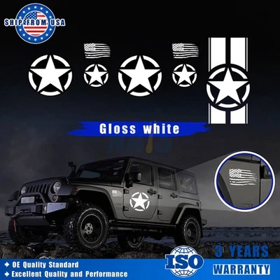 Vinilo calcomanía blanca de estrella del ejército militar de Estados Unidos para Jeep Wrangler JK JL TJ (7X) Foto 1 de 4